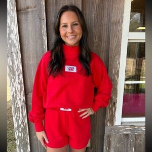 Lulu Mac Red Long Sleeve Terry Cloth Top